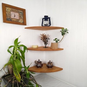 Indian Supplier <b>Rustic</b> Wooden Corner Wall <b>Shelves</b> Set of 3 for Decorative Storage in Living Room Available at Best Price - Product Image 3