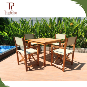 Meubles de salle à manger d'extérieur contemporains en bois massif, tables et 4 chaises, écologiques, durables, pour hôtels et restaurants - Product Image 1