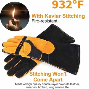 ถุงมือหนังวัวแท้สำหรับงานเชื่อม ป้องกันเต็มฝ่ามือ คุณภาพสูง สำหรับงานอุตสาหกรรม ความปลอดภัยในการทำงาน งานก่อสร้าง ปิ้งย่าง - Product Image 5