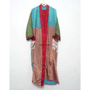 Kimono de Seda Vintage con Estampado Floral de Diseñador, Bata Casual de Verano, Lencería, Camisón de Playa, Kimono Largo hasta el Suelo - Product Image 1