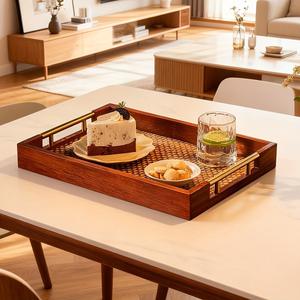 Elegant Storage And Serving <b>Tray</b> With Golden Handles Stylish Design Perfect For <b>Bedside</b> Coffee <b>Table</b> Snacks And Home Decor - Product Image 4