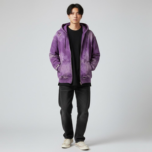 Custom Embroidered Distressed Acid Wash <b>Zip</b>-Up Hoodie Heavyweight 100% Cotton Vintage Washed Oversized Streetwear Men's OEM - Product Image 2