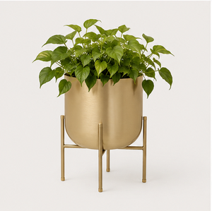 Gold Metal Planter with Detachable Iron Stand Luxury Indoor Flower <b>Pot</b> for Home and Office Decor Minimalist Tall Plant <b>Holder</b> - Product Image 5