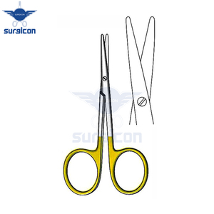 Mini-ciseaux Metzenbaum 9 cm (3-1/2 pouces) droits en carbure de tungstène doré TC, ciseaux chirurgicaux en acier inoxydable de précision - Product Image 2