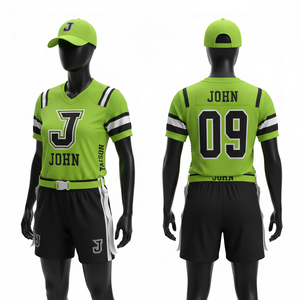 Uniforme de flag football pour femmes en polyester et élasthanne premium 180 GSM, noir, or, blanc, avec logo thermocollé sur les épaules. - Product Image 4