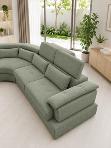 Sofá Esquinero Moderno en Forma de L, Modelo Montecarlo Sage, Tapizado, Seccional, con Tela Personalizada, Muebles para Sala de Estar, Hotel, Villa, Casa - Product Image 4