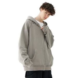 Vente en gros de sweats à capuche épais en coton 100% coton, surdimensionnés, à demi-zip, unis, avec masque, fermeture éclair robuste, style pull, saison hivernale - Product Image 1