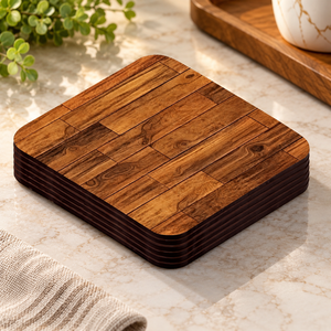 Posavasos de Madera de Diseño Nuevo, Redondos y Cuadrados, Rústicos, de Haya y Nogal, con Forma Personalizada, Grabado con Logotipo, por Falah International - Product Image 1