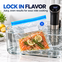 Sacs sous vide réutilisables en PA/PE gaufrés avec valve à fermeture éclair pour cuisson sous vide à basse température, viande, fruits de mer, stockage alimentaire