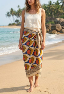 ผ้าคลุมชายหาดลายพิมพ์มือแบบบล็อกพิมพ์ ผ้าฝ้ายลายขนนกยูง บากรู สำหรับผู้หญิง เป็นมิตรกับสิ่งแวดล้อม น้ำหนักเบา สไตล์โบโฮ ผ้าคลุมไหล่สำหรับฤดูร้อน - Product Image 2