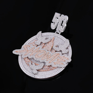 จี้เพชรเพาะเลี้ยงสำหรับผู้ชาย เงินแท้ 925 รุ่น 513 Los Angeles Script Iced Out - Product Image 3