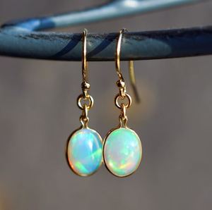 Ethiopian <b>Opal</b> Drop <b>Earrings</b> Sterling Silver Yellow Gold Plated Dangle <b>Earrings</b> Natural <b>Opal</b> Jewelry Dainty Elegant Gift for Her - Product Image 1