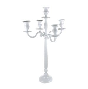 Candélabres à 5 bras revêtus de poudre blanche, finition brillante, vente en gros, bougeoir romantique Offres Spéciales!! Nouveau design de candélabres de mariage - Product Image 1