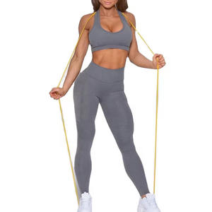 Venta Directa de Fábrica, Conjunto de Yoga para Mujer de Alta Calidad, Último Modelo, Transpirable, Ecológico, MOQ Bajo, Diseño Sólido, Conjunto de Yoga de 2 Piezas sin Costuras - Product Image 1