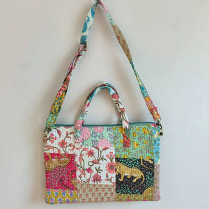 CLASSIC ART & CRAFT Sac pour ordinateur portable en coton matelassé de luxe avec fermeture à glissière, poignée souple, léger, unisexe, pour les voyages - Product Image 1