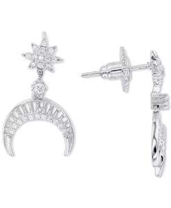 Pendientes colgantes Cubic Zirconia Star & Crescent Moon en plata de ley | Macy's - Product Image 1