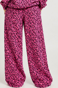 Pantalon large rose imprimé léopard pour femme, taille haute, coupe décontractée, style streetwear tendance, vente en gros - Product Image 2