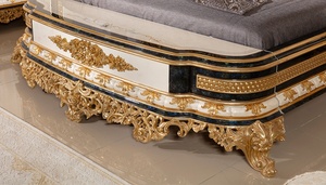 Juego de Dormitorio de Lujo de Madera de Teca Sólida en Oro Blanco Real, Estilo Mediados de Siglo, con Armario California King/Queen, Mesitas de Noche Ornamentadas y Tocador - Product Image 3