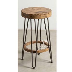 Tabouret traditionnel capitonné en bois massif avec dossier et repose-pieds pour comptoir de cuisine, café, restaurant, appartement, siège domestique - Product Image 2