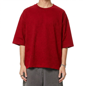 Camiseta Negra Oversize de Algodón para Hombre, Cuello Redondo, Manga Corta, Estilo Casual Holgado, Color Sólido, Tejido Jersey - Product Image 5