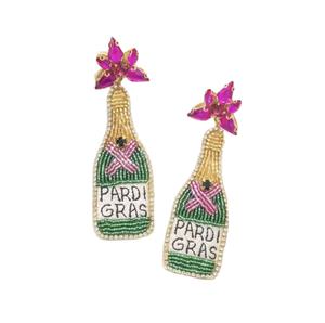 Pendientes de botón unisex hechos a mano con cuentas de semillas, diseño de sombrero, letras clásicas, estilo maestra, empaque personalizado, color rosa, nuevas llegadas - Product Image 1