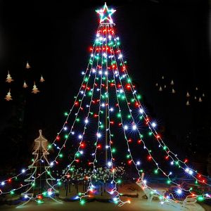 Luci Natalizie a Stella per Esterni con 344 LED, 9 Fili, 3,6m a Cascata, 8 Modalità, Impermeabili, con Timer, per Albero e Decorazioni Natalizie - Product Image 1