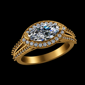 Anillo de Eternidad Vintage de Plata 925 Chapado en Oro con Moissanita de Corte Marquesa y Diamantes Engastados, Anillos Finos Unisex para Compromiso y Boda, Regalo - Product Image 4