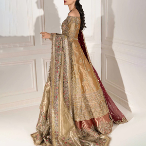 Vestido de Novia Tradicional Pakistaní de Moda, Lehenga Choli de Terciopelo para Fiesta, Venta al por Mayor, Bordado de Lujo, Sin Arrugas - Product Image 4
