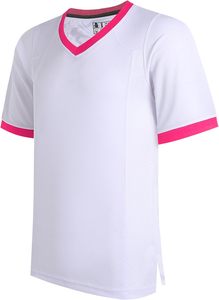 เสื้อเบสบอลแขนสั้นคอวีพร้อมขอบสีดำเสื้อเชิ้ตโพลีเอสเตอร์ระบายอากาศได้สำหรับผู้ชายสวมใส่ในฤดูร้อน - Product Image 2