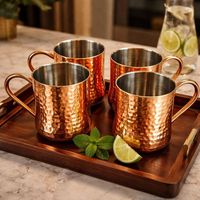 Gobelets vintage en cuivre avec finition polie, portables pour restaurants, bars, maison, camping et utilisation en extérieur