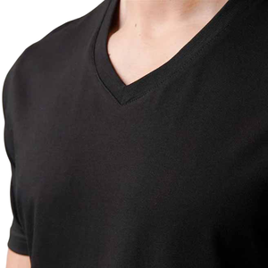 Men's Summer 100% Cotton T-Shirt Solid Color V-Neck Short Sleeve Loose Fit Breathable Printing Custom <b>Design</b> Casual Men T-Shirt - Product Image 3