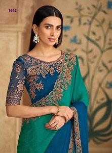 Indian and Pakistani Style Zari and Sequence Work Saree Collecion with Low Price and Best Quality Soft Chiffon Silk Saree - Product Image 2