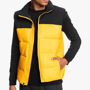 Gilet matelassé jaune de haute qualité pour homme, col montant, fermeture éclair, coupe-vent, décontracté, vêtement d'extérieur d'hiver sans manches, OEM - Product Image 4
