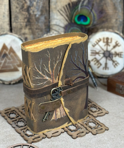 Diario de Cuero Personalizado con Árbol de la Vida: Papel Hecho a Mano con Borde Desflecado - Product Image 3