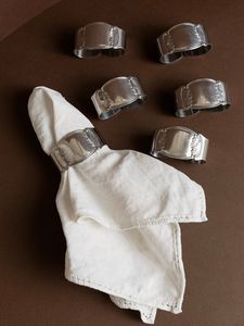 Ensemble de 6 anneaux de serviette classiques en acier inoxydable, durables, pour la décoration de table, les événements de mariage, la vaisselle, les cadeaux - Product Image 1
