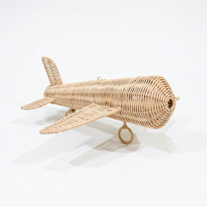 Juguetes imaginarios para niños, avión de juguete de ratán natural de alta calidad, decoración para habitación infantil - Product Image 1