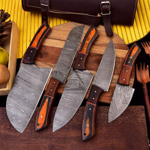 High Quality Handmade Light Weight Damascus Chef <b>Knives</b> <b>Set</b> Damascus Steel Blades Wood Handles 67-Layer Construction Hot Sale - Product Image 2
