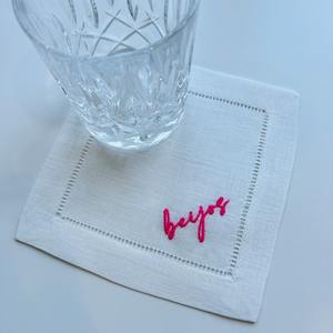 Sous-verres carrés personnalisés 100% lin, serviettes brodées style japonais, cadeau de Noël pour hôtesse de cocktail, monogramme - Product Image 2