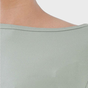Ropa Deportiva Informal para Mujer, Transpirable, Ligera, 210 Gsm, Cuello Ancho, Manga Larga, Camiseta Elástica de Poliéster sin Costuras para Gimnasio - Product Image 4