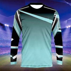 T-shirt sportif à manches longues, imprimé par sublimation, motif géométrique, col rond, coupe régulière, séchage rapide, en polyester tricoté, best-seller - Product Image 4