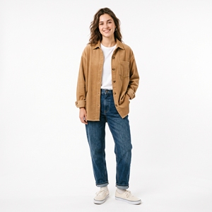 Camisa Oversize de Pana para Mujer, Estilo Vintage, Casual, Cálida, para Invierno, OEM, ODM, Venta al por Mayor, Fábrica, Logotipo Personalizado, MOQ Bajo - Product Image 1