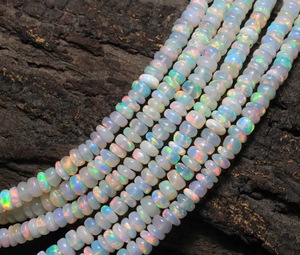 Perles d'opale blanche naturelle, perles rondes lisses, taille 3-5 mm, brin de 16 pouces de long, opale d'Éthiopie Welo pour la création de bijoux - Product Image 5