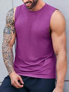 Camiseta sin Mangas de Algodón para Hombre, Personalizable, de Color Sólido, Secado Rápido, Transpirable, la Más Vendida - Product Image 3