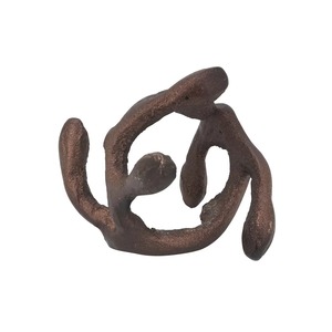 Anneau de serviette en métal sculptural abstrait moderne, bronze brun torsadé, décoration artistique de table - Product Image 1