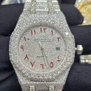 Reloj Cronógrafo Mecánico de Lujo con Diamantes Moissanite, Totalmente Cubierto de Piedras, Unisex, Estilo Hip Hop, Correa de Acero Inoxidable de 16 mm - Product Image 1