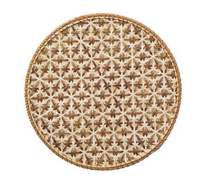 Sets de table écologiques en bambou, faits à la main, tissés, ronds, motif étoile beige, décoration de table, vente en gros, en vrac, B2B, directement de l'usine, OEM - Product Image 1