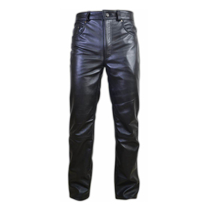 ARZINEN INDUSTRY <b>Men's</b> 100% <b>Leather</b> Moto Biker <b>Trousers</b> Windproof UV Protection Quick Dry Fleece Lining Panelled Zipper Pockets - Product Image 2
