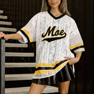 Maillots de football américain personnalisés de haute qualité pour femmes, t-shirts streetwear pour hommes et femmes avec col en V, OEM, marque privée, vente en gros, États-Unis - Product Image 1