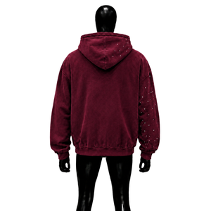 MAROON OVERSIZED ZIP HOODIE Winter 100% Cotton Breathable Acid Washed Solid Casual Style - Product Image 2