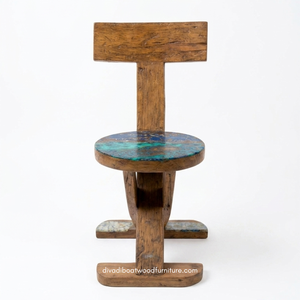 Handcrafted Unique Durable Indoor <b>Dining</b> <b>Chair</b> Reclaimed Boat Wood Eco-Friendly Original Color <b>Rustic</b> Antique Design Hotel - Product Image 2